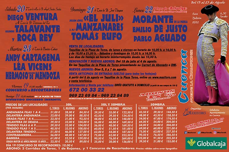 Cartel toros Feria de Cuenca 2022