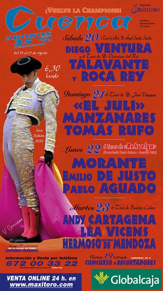 Cartel toros Cuenca 2022 - Feria taurina de San Julián